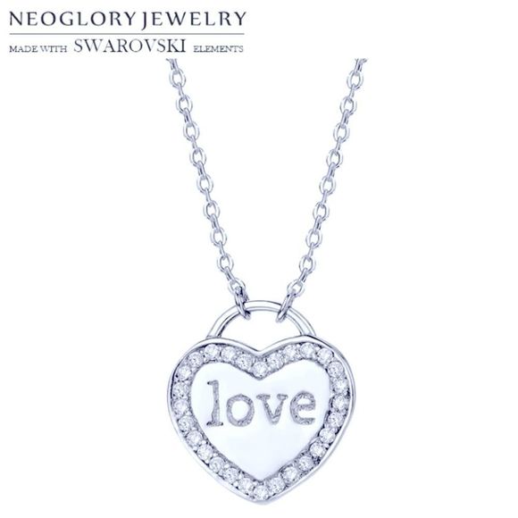BNIB!! NEOGLORY SWAROVSKI CRYSTAL HEART 💜 LOVE PENDANT IN S925 STERLING SILVER! - Picture 1 of 10